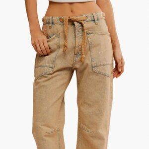 We the Free Moxie Low-Slung Pull-On Barrel Jeans – Color: Cowboy, Size: 28, NEW